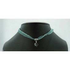 Clover with silk bracelet/necklace (seagreen)